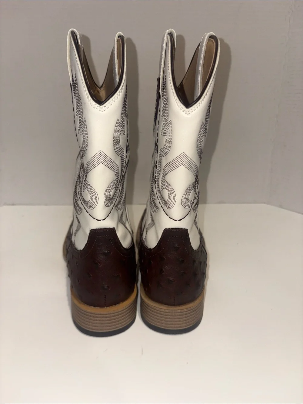 Roper Two-Tone Western Boots - White & Dark Brown - New